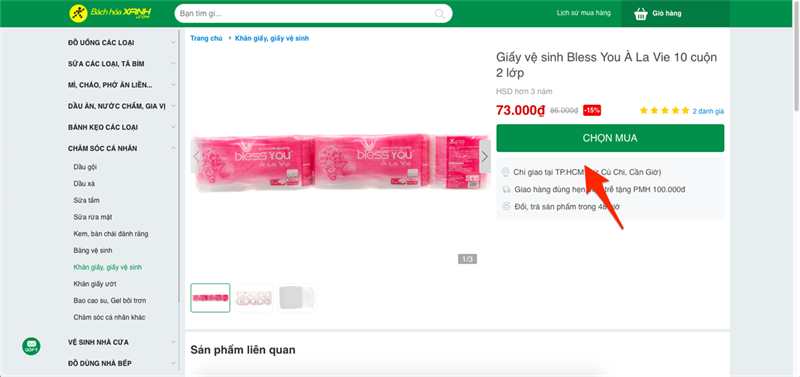 Chọn mua sản phẩm Bách Hóa Xanh