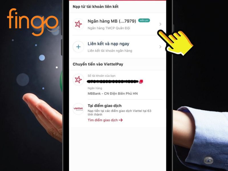 Chọn ngân hàng đã liên kết Viettel Money