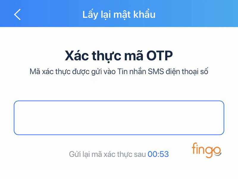 Nhập mã OTP được gửi đến điện thoại