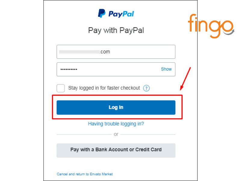 Đăng nhập để thanh toán PayPal