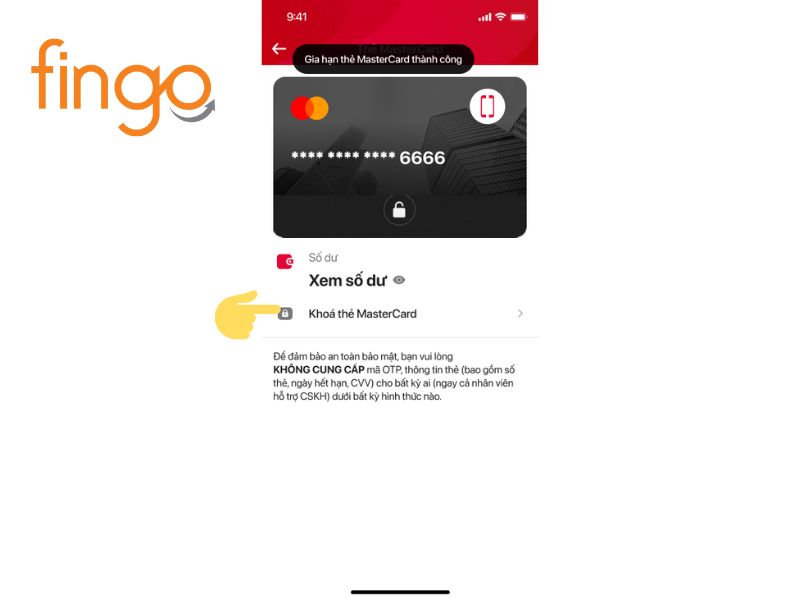 Khóa thẻ Mastercard ViettelPay