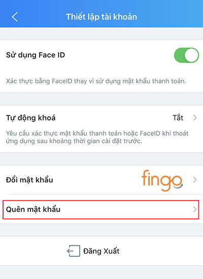 Bấm Quên mật khẩu