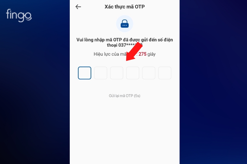 Nhập mã OTP để lấy lại mật khẩu