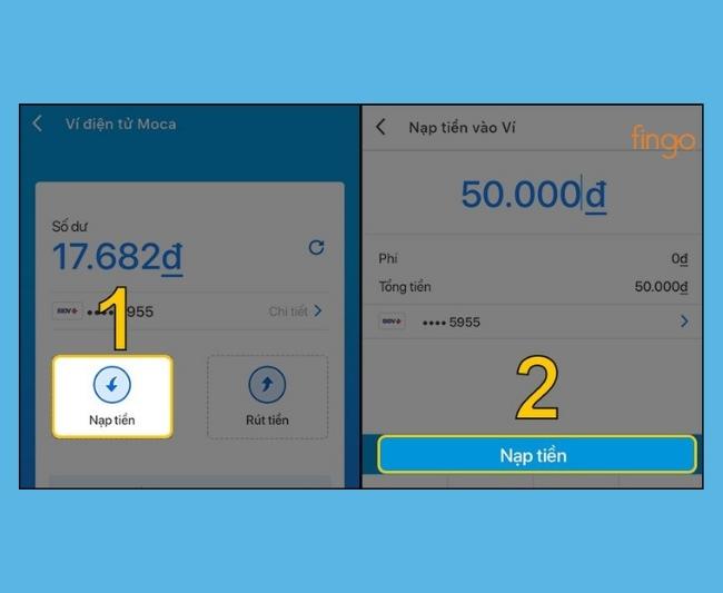 Chọn nạp tiền và nhập số tiền cần nạp