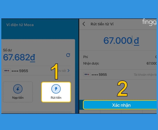 Nhấn rút tiền và nhập số tiền cần rút