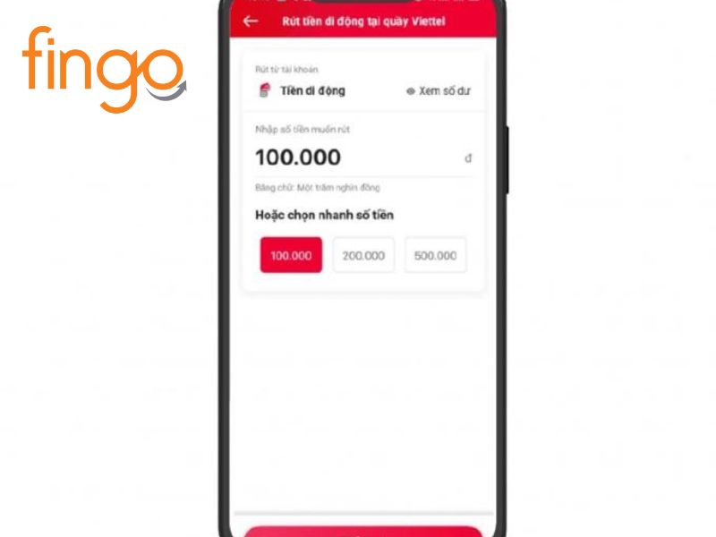Nhập số tiền rút Viettel Money