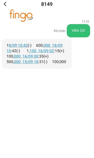 Kiểm tra lịch sử giao dịch thông qua SMS Agribank