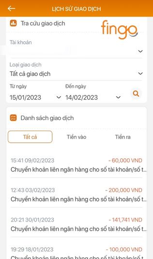 Bước 3: Chọn thời gian, nhấn tìm kiếm để xem lịch sử giao dịch