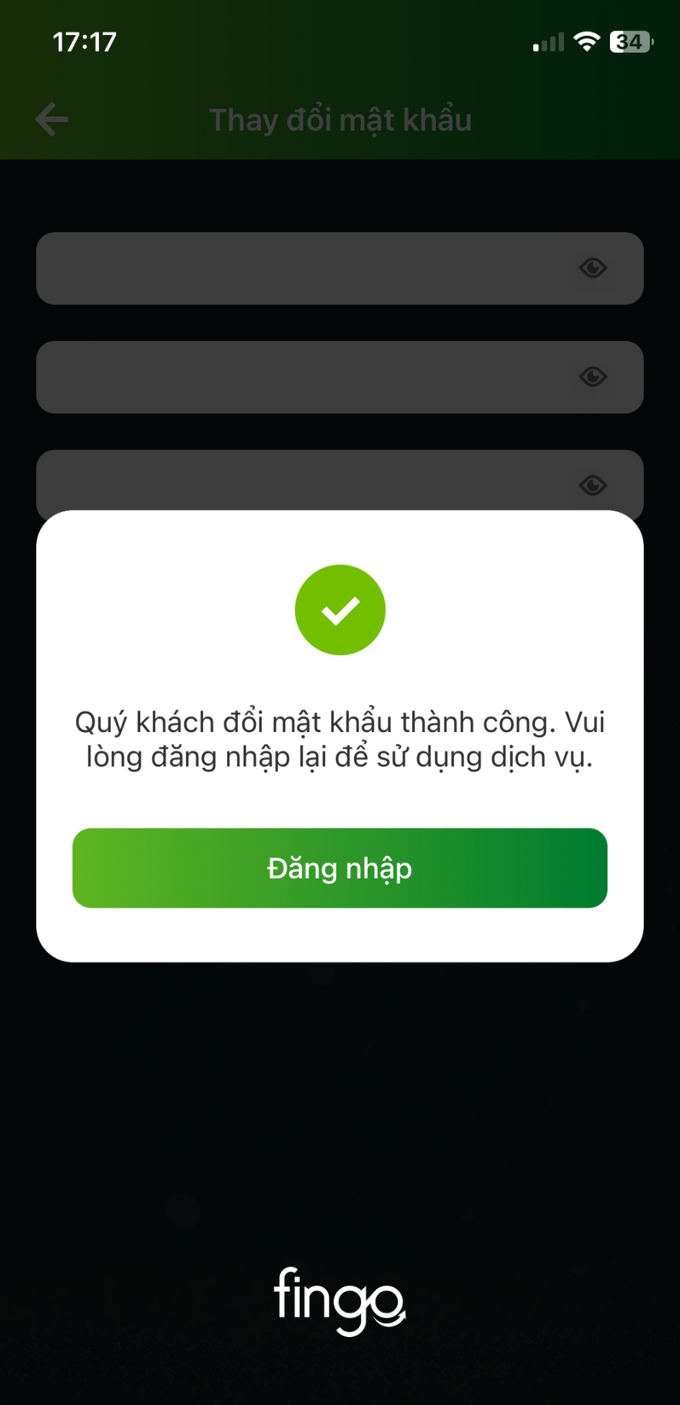 Đổi mật khẩu Vietcombank Digibank bước 4