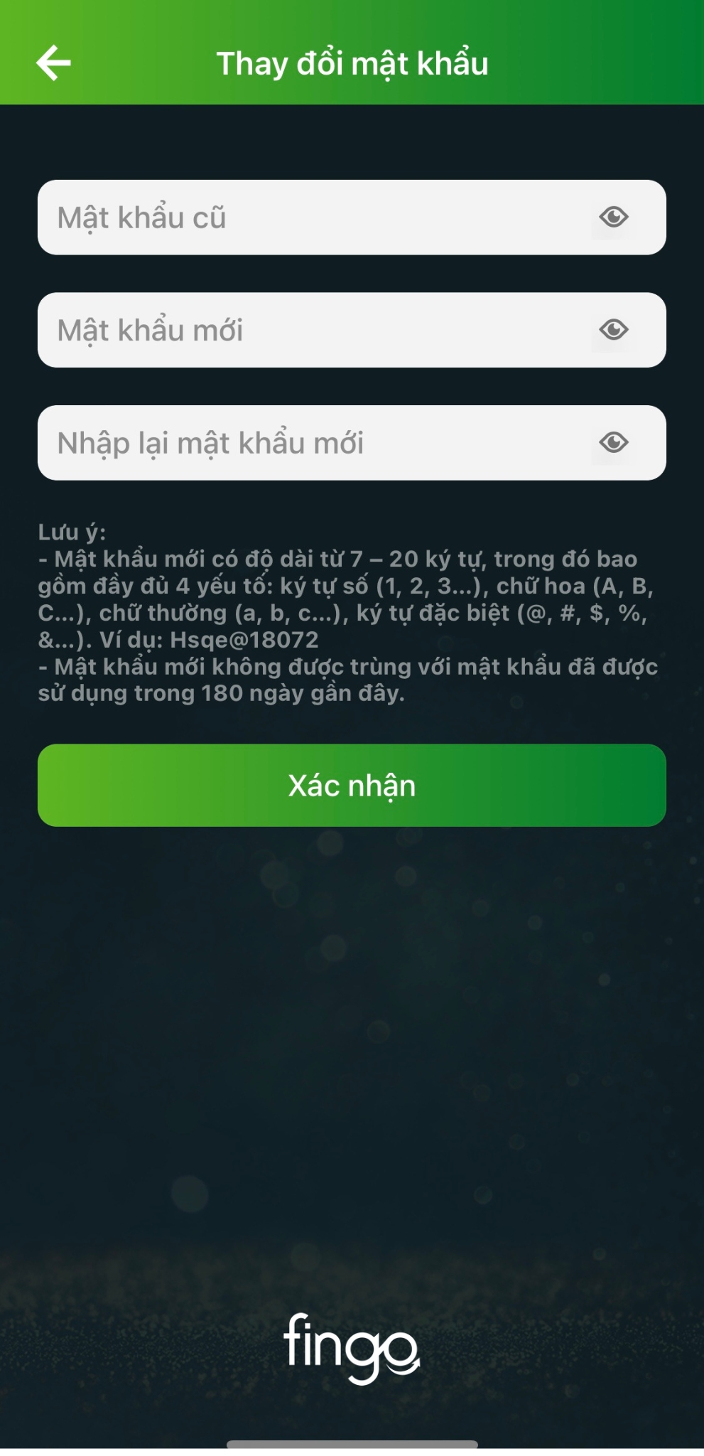 Đổi mật khẩu Vietcombank Digibank bước 3
