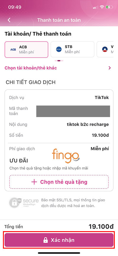 Quét mã QR bằng điện thoại và xác nhận thanh toán