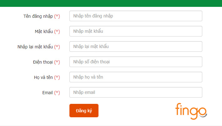 Điền đầy đủ thông tin và đăng ký tài khoản