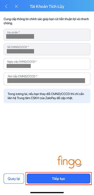 Kiểm tra các thông tin cá nhân