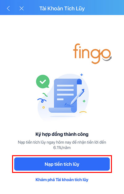 Bạn có thể chọn nạp tiền hoặc khám phá Tài khoản Tích Lũy