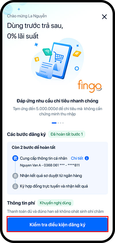 Đọc hướng dẫn và bấm Kiểm tra điều kiện đăng ký