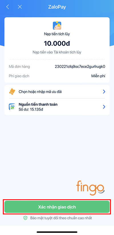 Bấm Xác nhận giao dịch