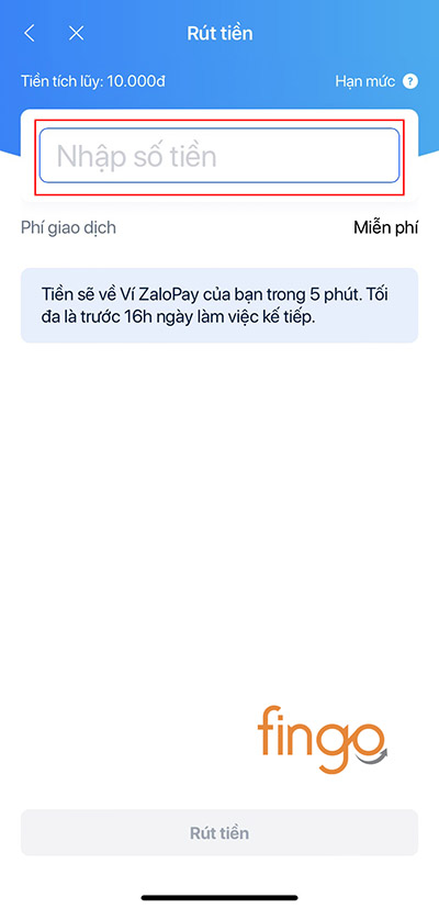 Nhập số tiền bạn muốn rút