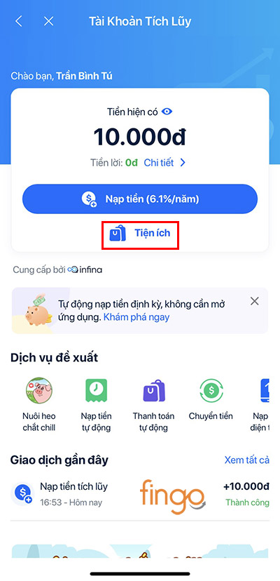 Chọn Tiện ích