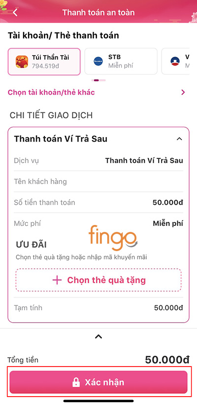Xác nhận thanh toán hóa đơn