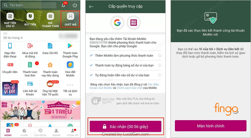 Quét mã QR bằng ứng dụng MoMo và xác nhận để hoàn tất giao dịch