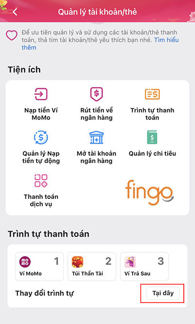 Thay đổi trình tự thanh toán