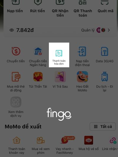 Vào app momo chọn thanh toán hóa đơn
