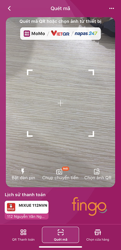 Quét mã QR của cửa hàng