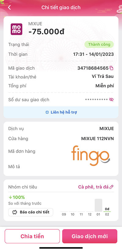 Hóa đơn thanh toán thành công
