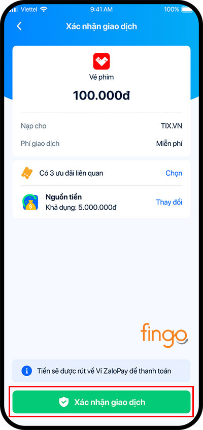 Chọn Xác nhận giao dịch