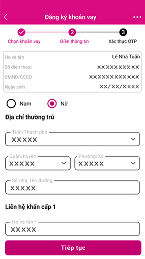 Điền thông tin cá nhân