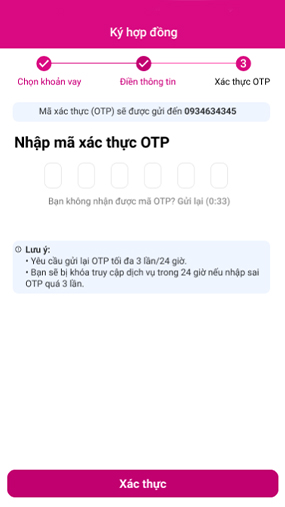 Nhập mã xác thực OTP