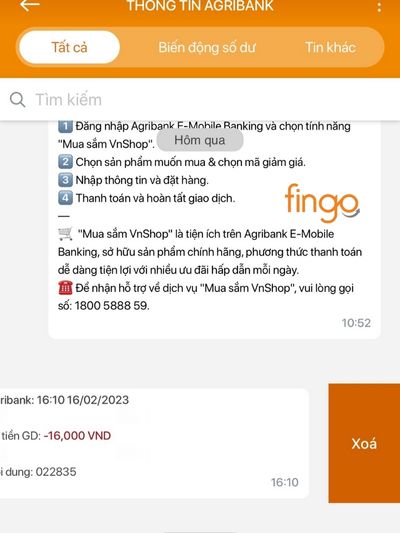 Gạt thông báo sang bên trái để xóa tin nhắn số dư 
