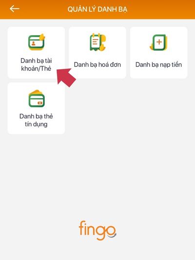 Chọn danh bạ tài khoản để xóa danh sách thụ hưởng