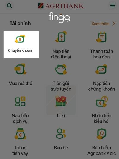 Đăng nhập và tùy chọn chuyển khoản