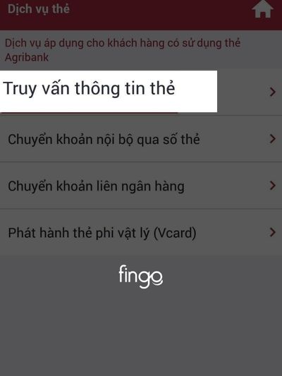 Nhấn chọn truy vấn thông tin thẻ để tiến hành khóa thẻ