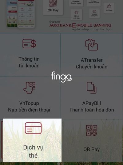 Đăng nhập vào Internet Banking và nhấn chọn dịch vụ thẻ