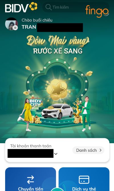 Sau khi chọn Đóng, ứng dụng sẽ hiển thị giao diện trang chủ.
