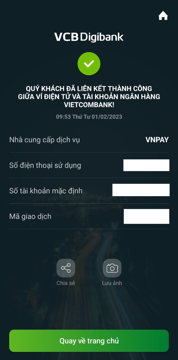 Cách liên kết ví điện tử Vietcombank Digibank