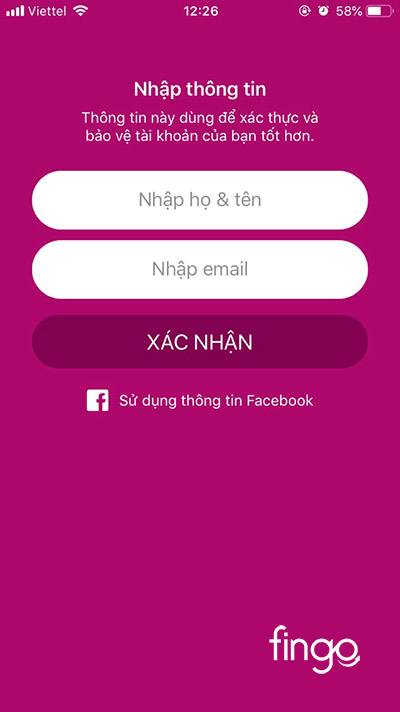 Nhập thông tin cá nhân
