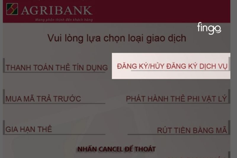 Nhấn chọn đăng ký dịch vụ để tiến hành đăng ký Internet Banking