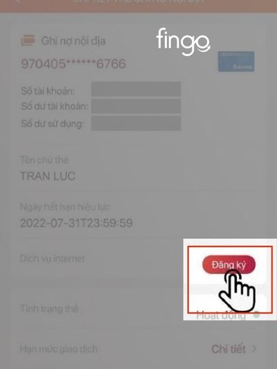Nhập thông tin chủ thẻ và nhấn đăng ký 
