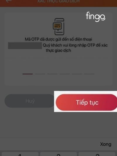 Nhập mã OTP được gửi đến số điện thoại đăng ký và hoàn tất đăng ký