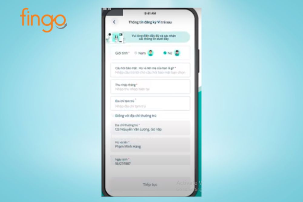 Điền thông tin đăng ký ví SmartPay
