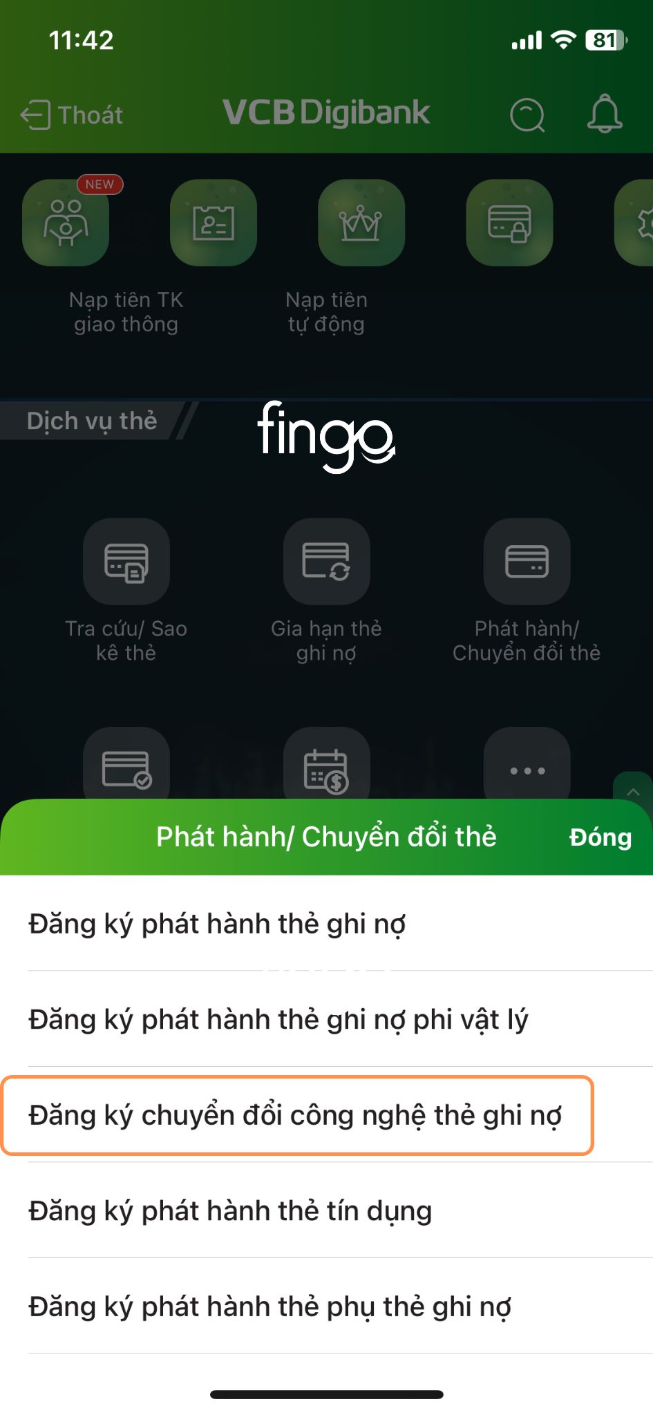 Đổi thẻ chip Vietcombank bước 3