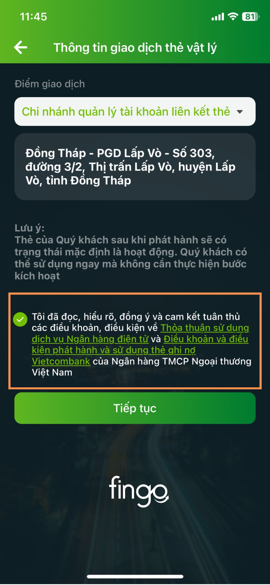 Đổi thẻ chip Vietcombank bước 7