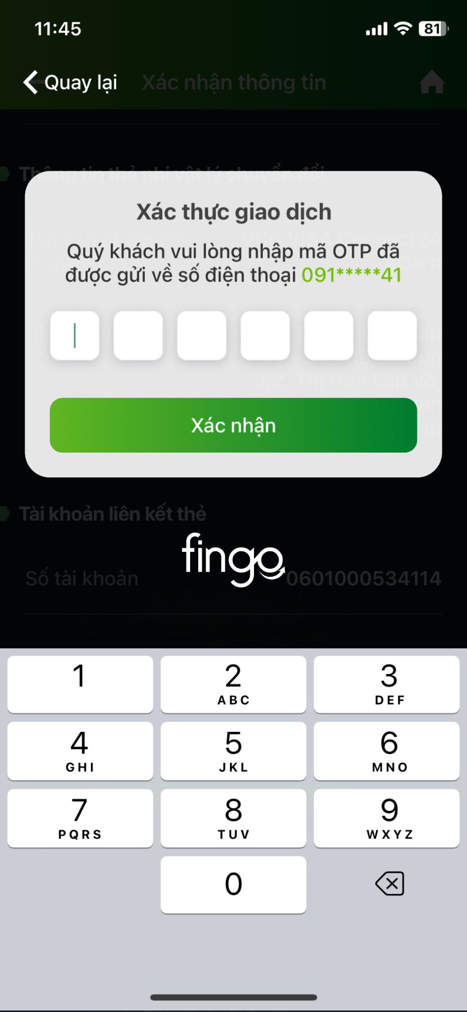 Đổi thẻ chip Vietcombank bước 8