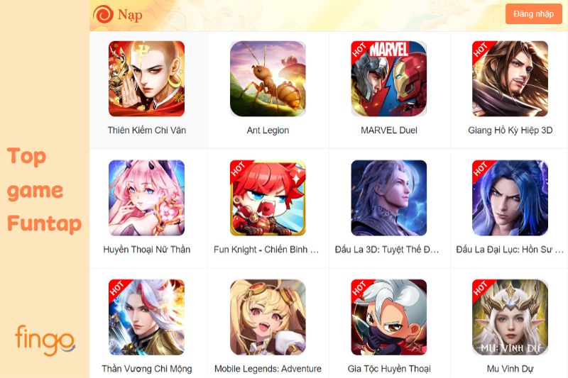 App game Funtap có thể chơi game kiếm tiền rút về MoMo