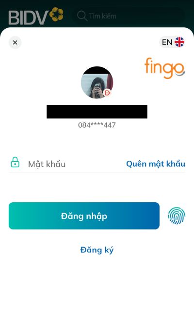 Đăng nhập ứng dụng SmartBanking BIDV.