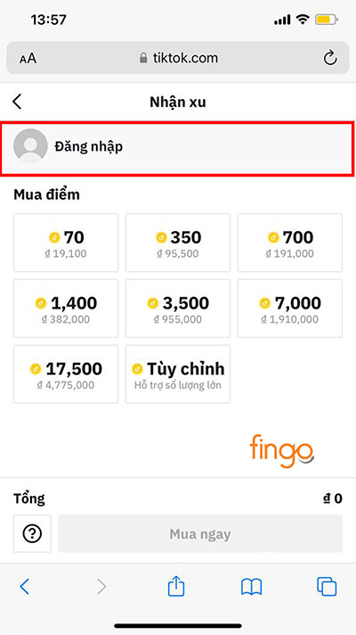 Đăng nhập vào bằng tài khoản TikTok