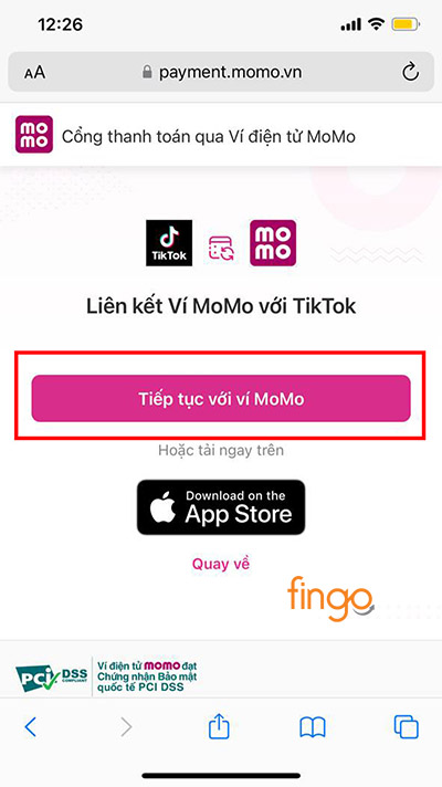 Liên kết Ví MoMo với tài khoản TikTok